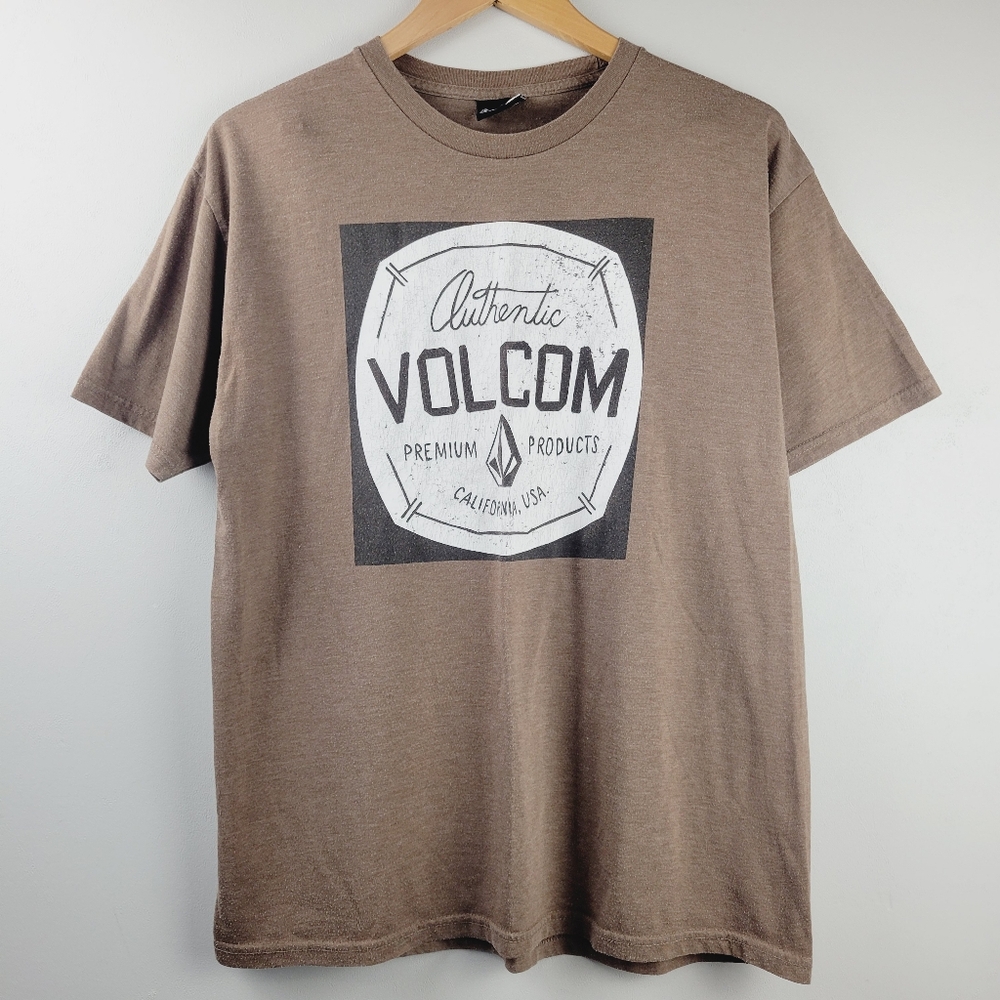 Volcom Authentic Brown Short Sleeve Tee Mens Large